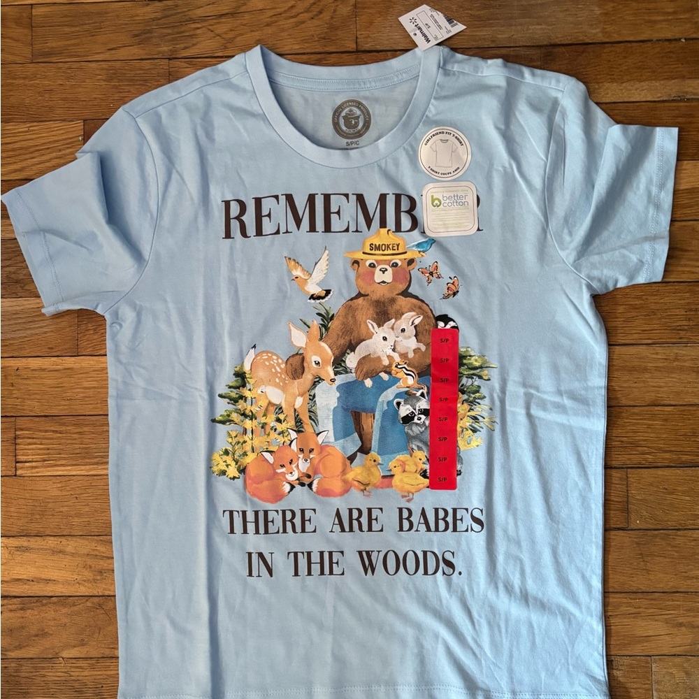Brand new with Tags Light Blue Graphic Tee with Forest Print